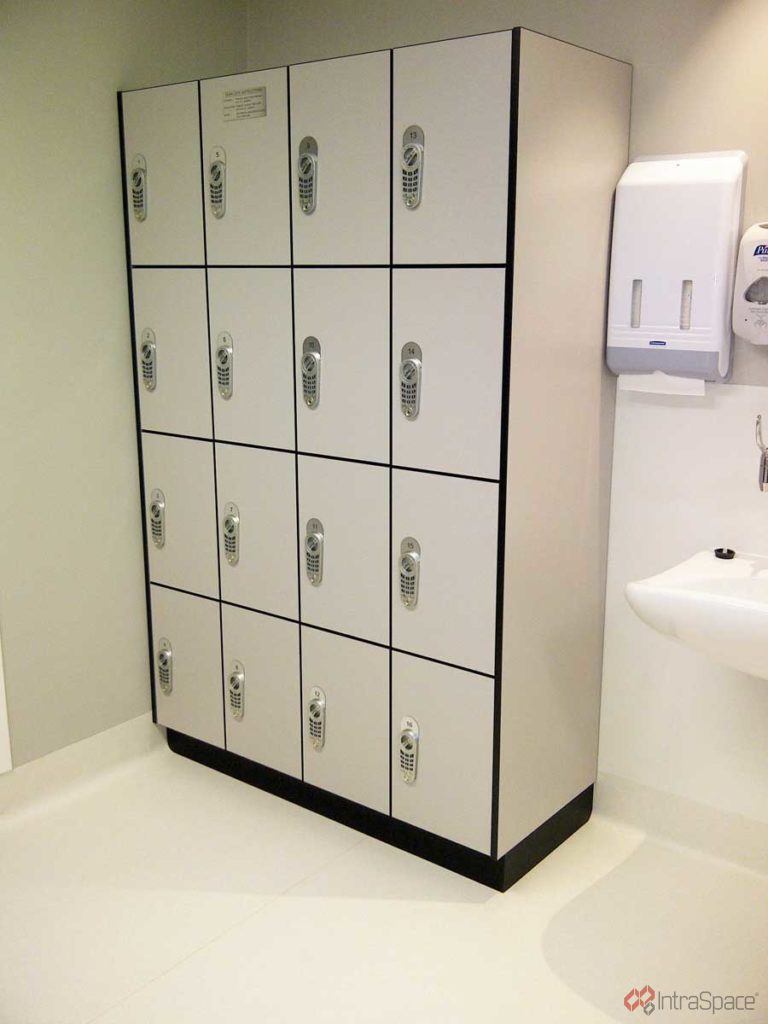 Laminate Lockers built and installed by IntraSpace at Norwest Private Hospital.