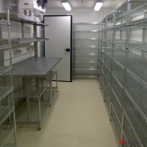 Interior photo of wire shelving supplied by IntraSpace for Peter Doherty Institute.