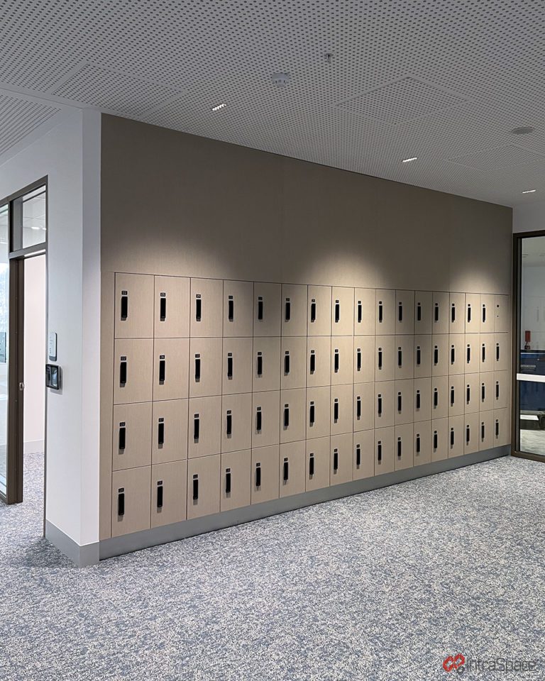 Laminate lockers installed by IntraSpace at The Victorian Heart Hospital.