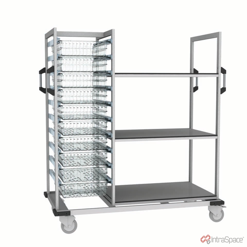Mixed 1-Section and 3-Shelf Open Transport Trolley