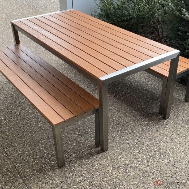 Outdoor Bench Setting with Stainless Steel Frame